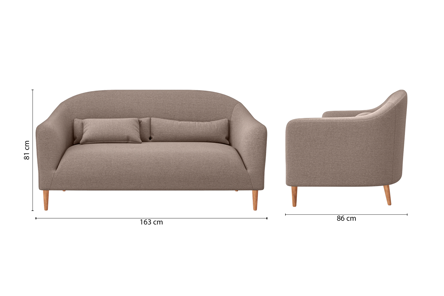 Andria 2 Seater Sofa Caramel Linen Fabric