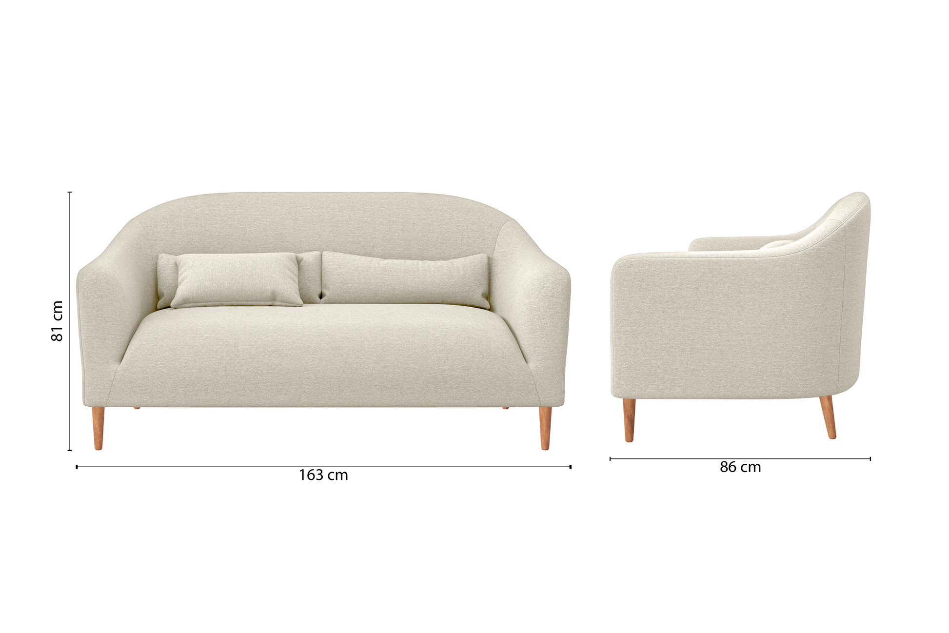 Andria 2 Seater Sofa Cream Linen Fabric