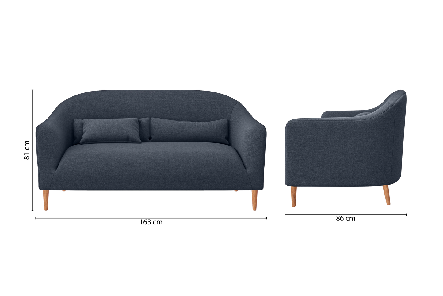 Andria 2 Seater Sofa Dark Blue Linen Fabric