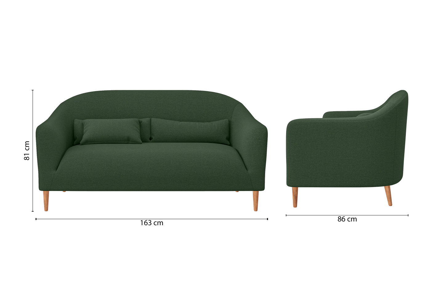 Andria 2 Seater Sofa Forest Green Linen Fabric