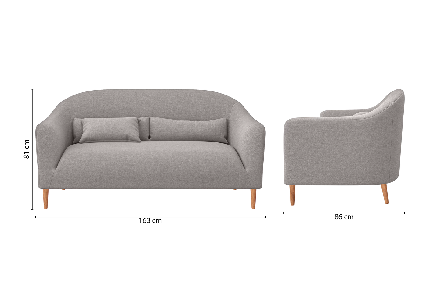 Andria 2 Seater Sofa Grey Linen Fabric