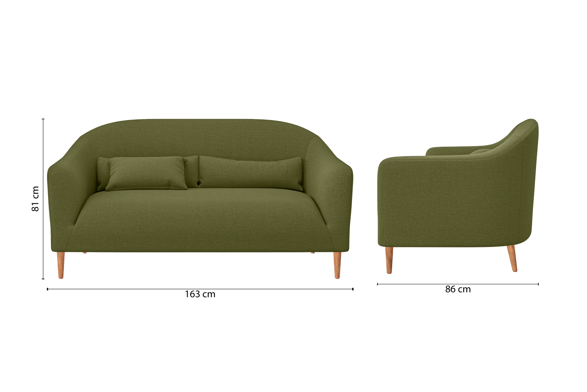 Andria 2 Seater Sofa Olive Linen Fabric