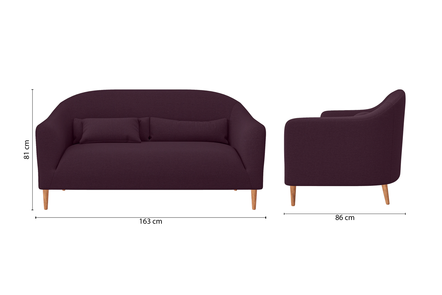 Andria 2 Seater Sofa Purple Linen Fabric