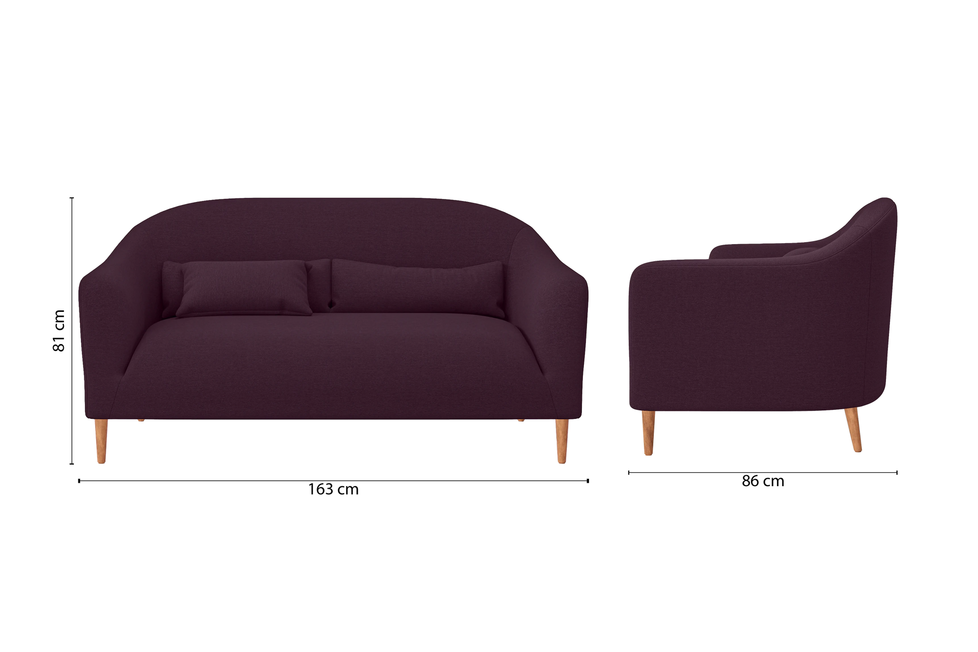 Andria 2 Seater Sofa Purple Linen Fabric