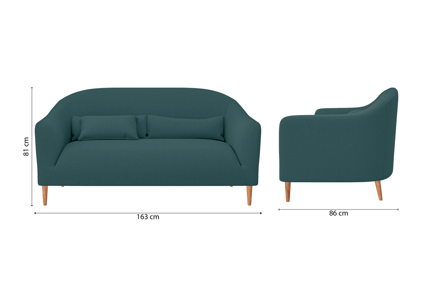 Andria 2 Seater Sofa Teal Linen Fabric