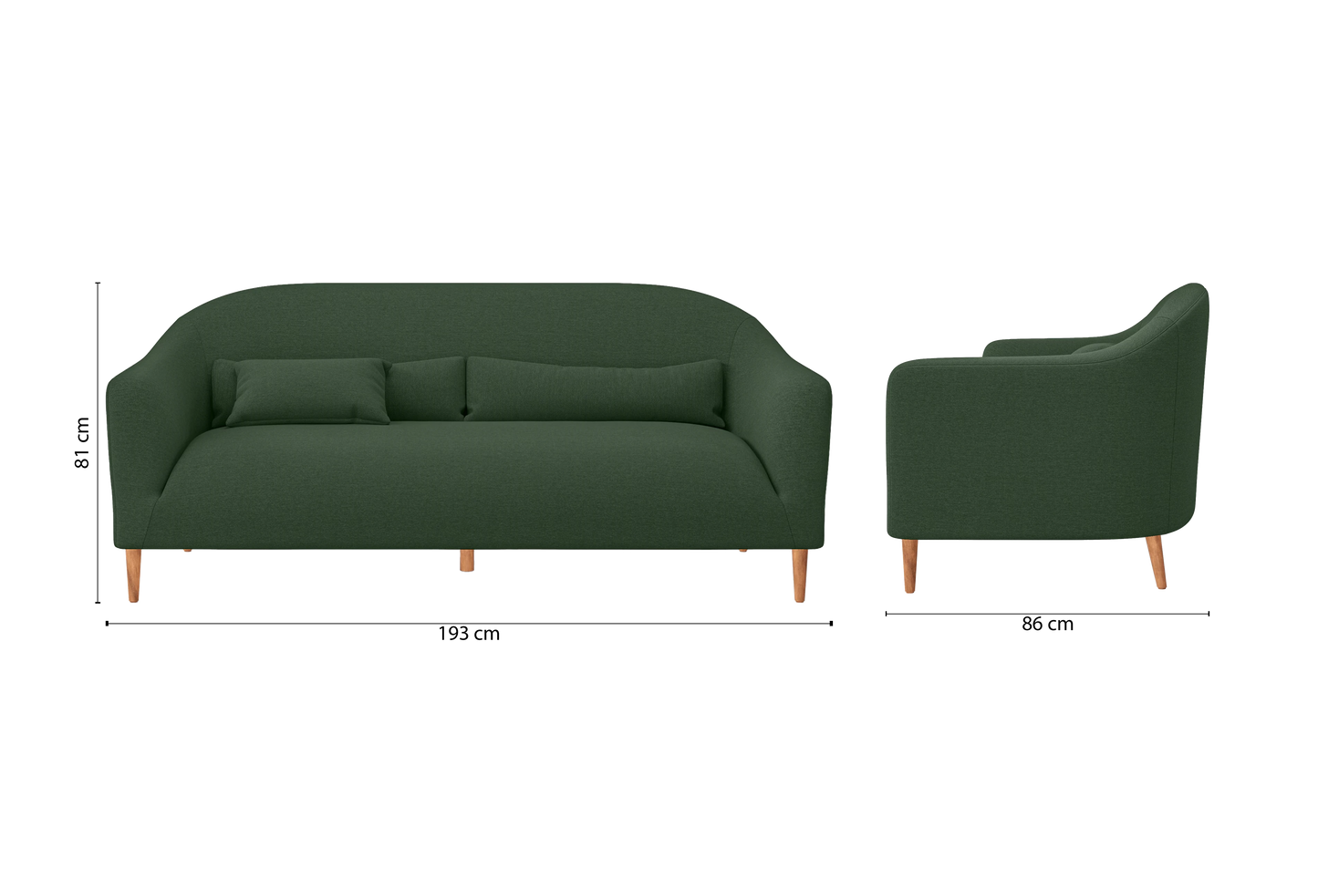 Andria 3 Seater Sofa Forest Green Linen Fabric