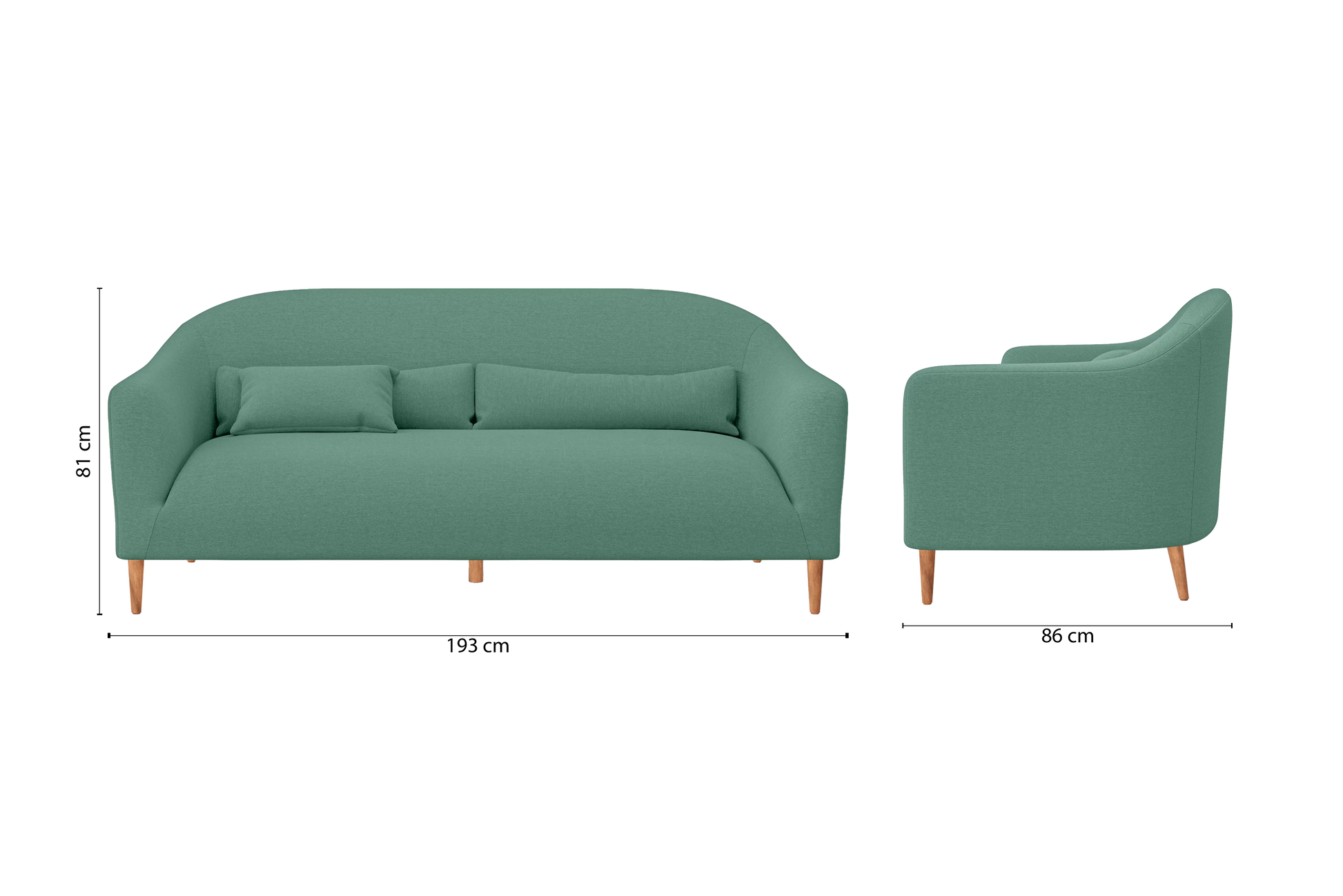 Andria 3 Seater Sofa Mint Green Linen Fabric