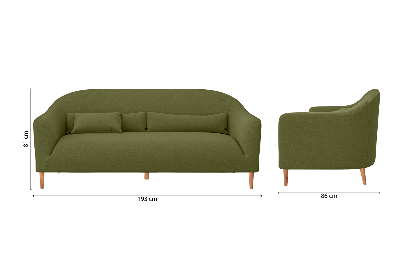 Andria 3 Seater Sofa Olive Linen Fabric