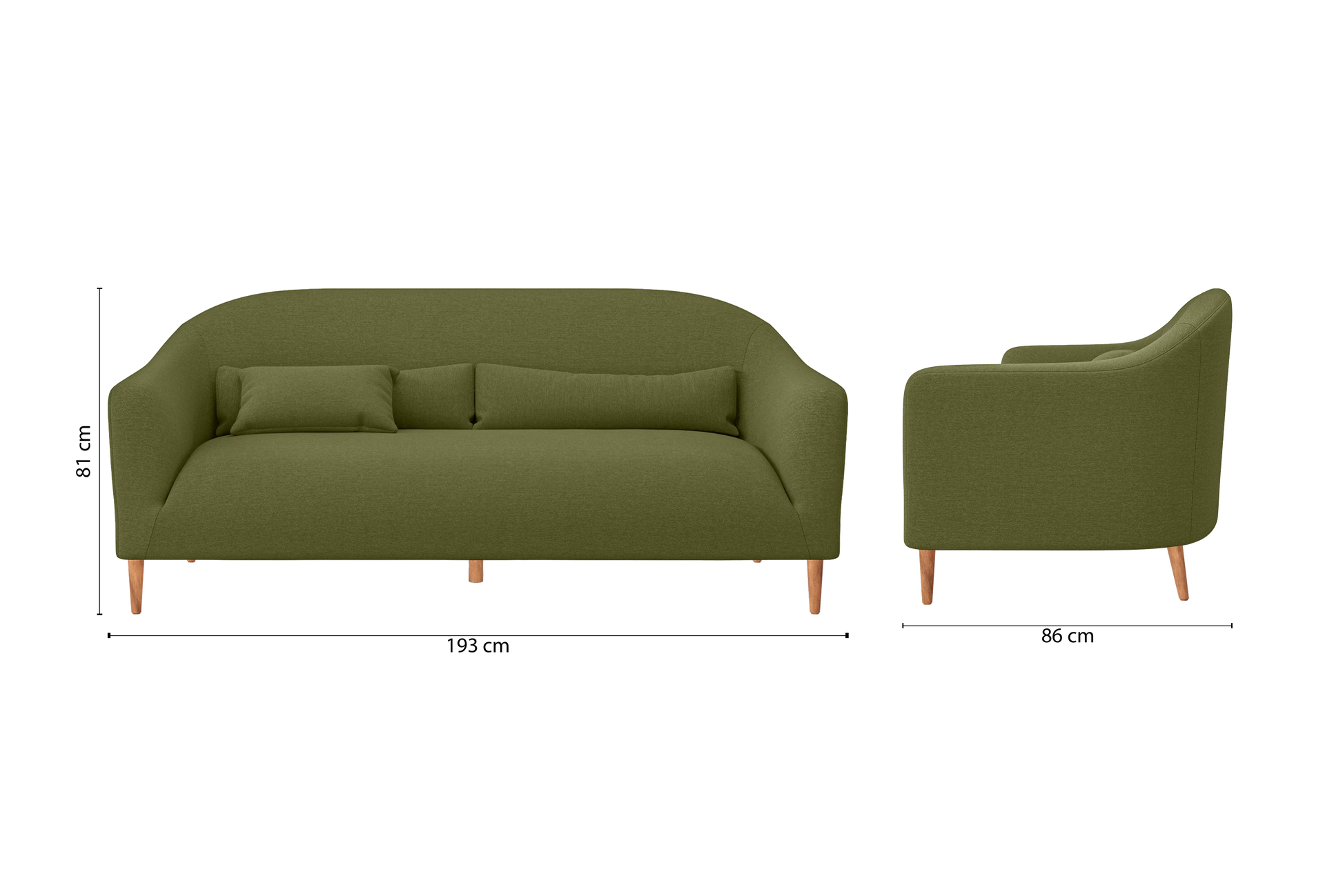 Andria 3 Seater Sofa Olive Linen Fabric