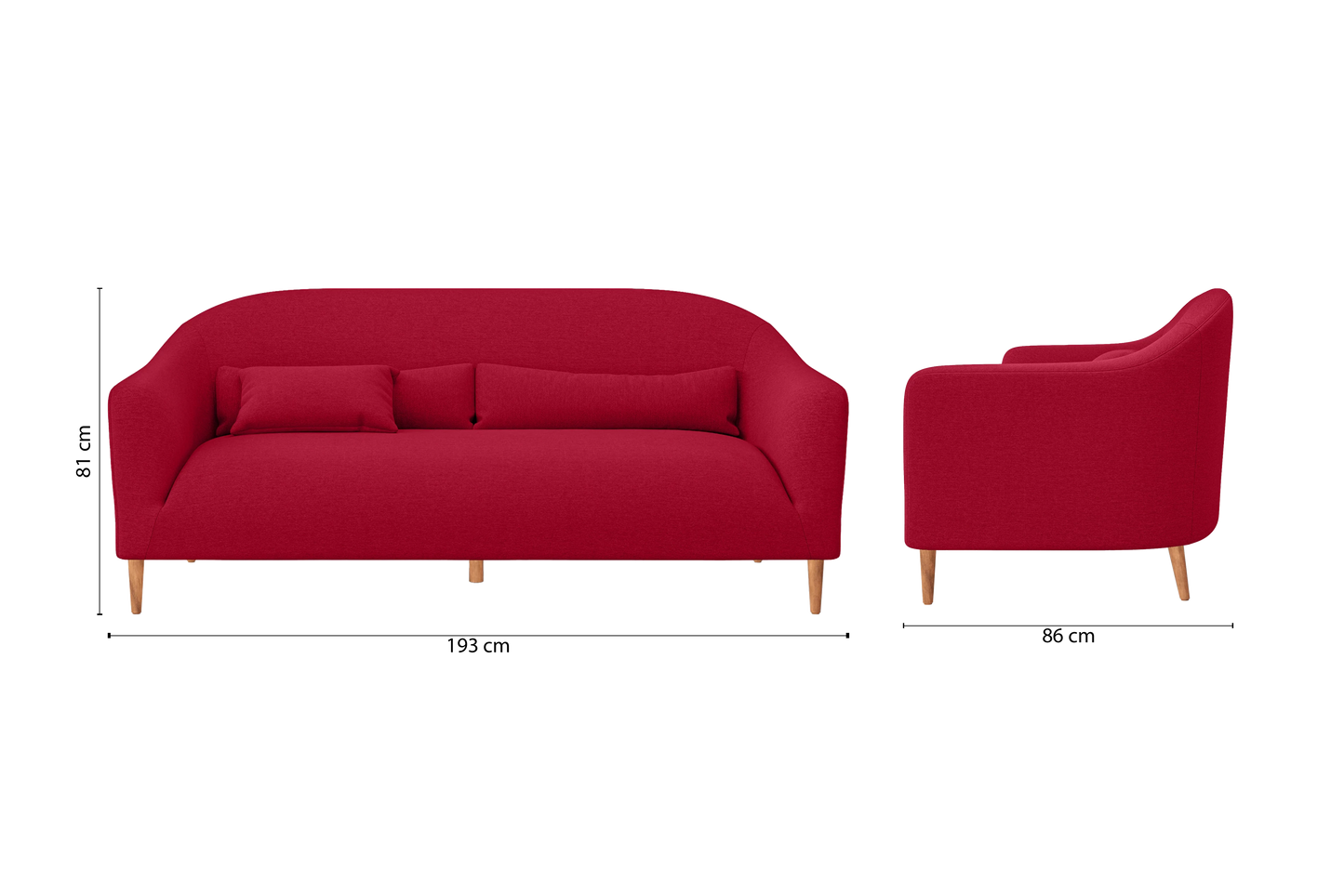 Andria 3 Seater Sofa Red Linen Fabric