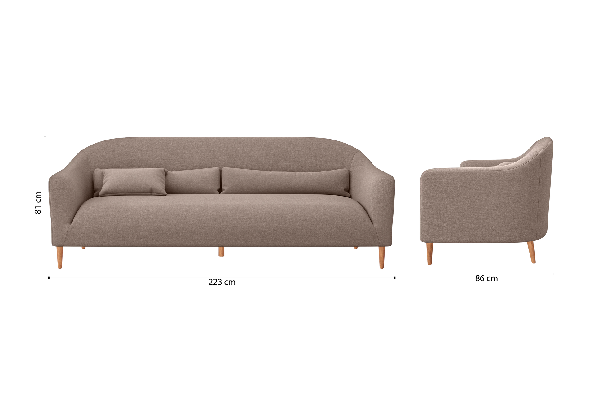 Andria 4 Seater Sofa Caramel Linen Fabric