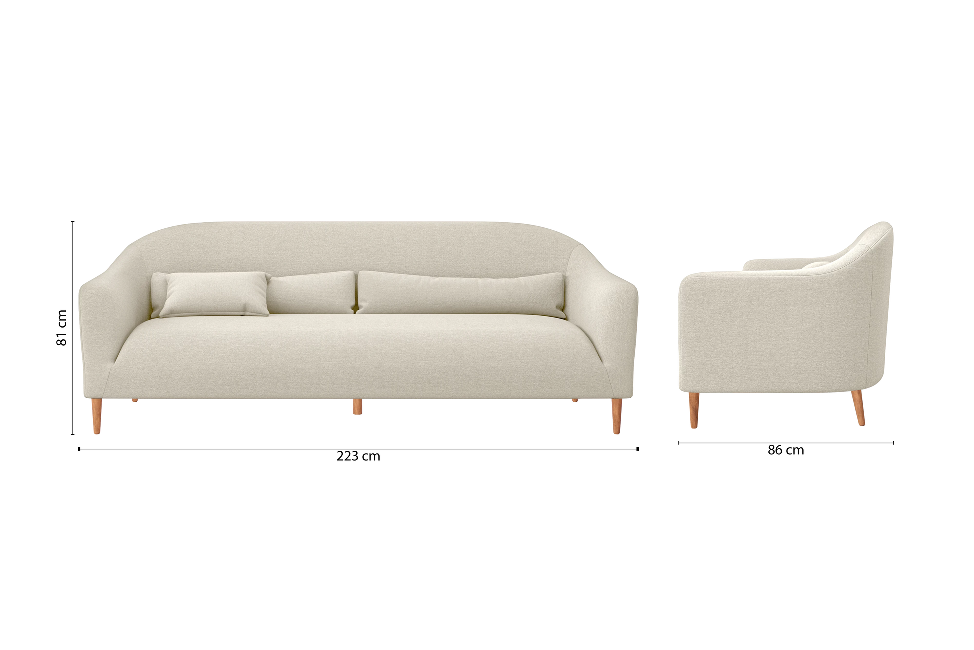 Andria 4 Seater Sofa Cream Linen Fabric