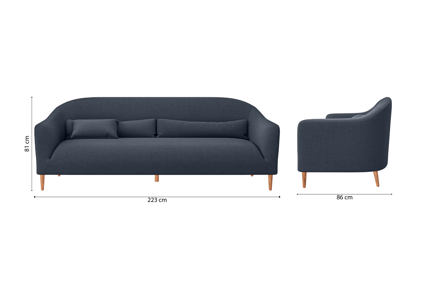 Andria 4 Seater Sofa Dark Blue Linen Fabric