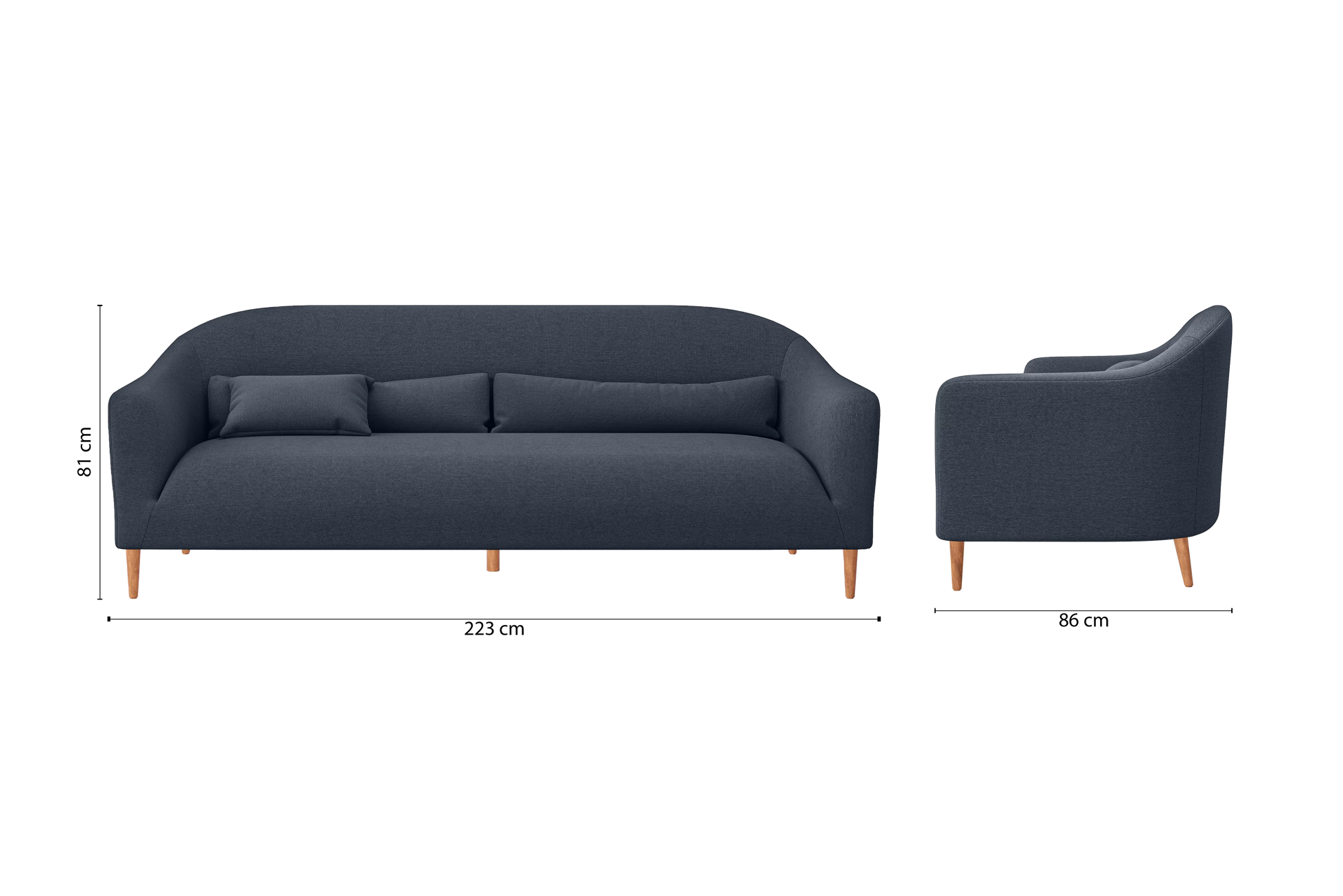 Andria 4 Seater Sofa Dark Blue Linen Fabric