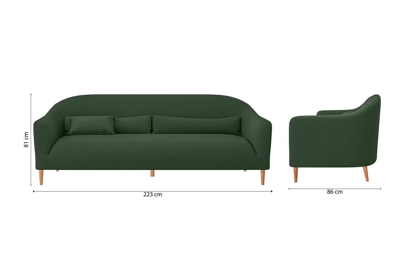 Andria 4 Seater Sofa Forest Green Linen Fabric