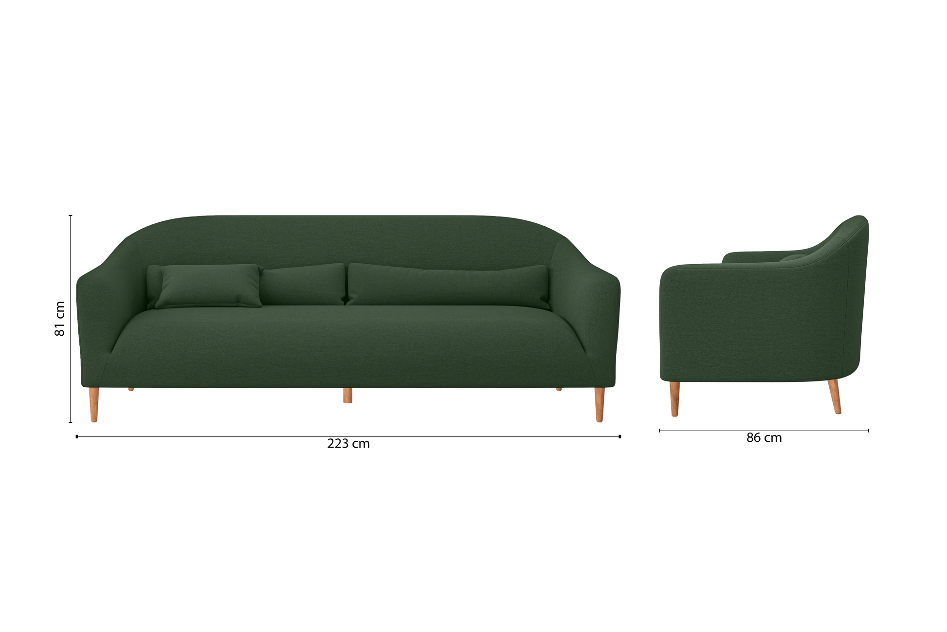 Andria 4 Seater Sofa Forest Green Linen Fabric