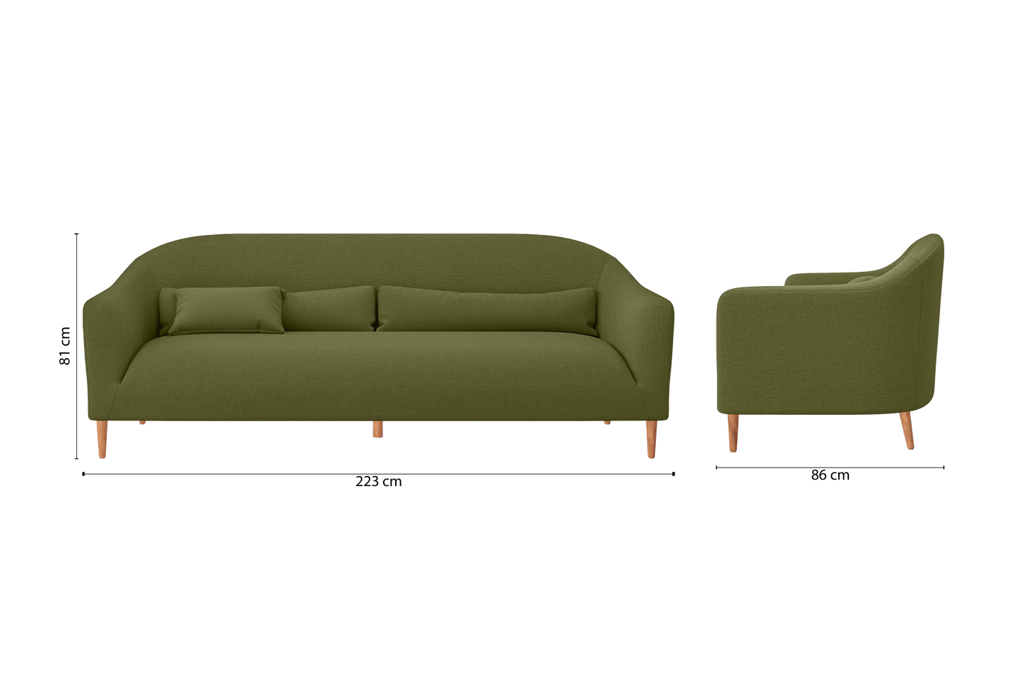 Andria 4 Seater Sofa Olive Linen Fabric