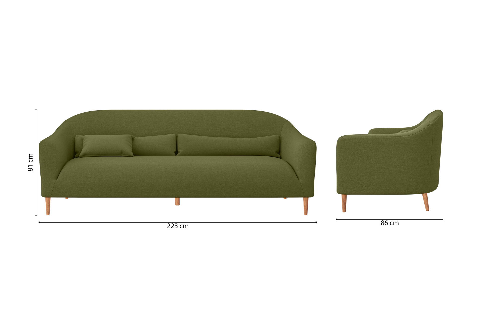 Andria 4 Seater Sofa Olive Linen Fabric