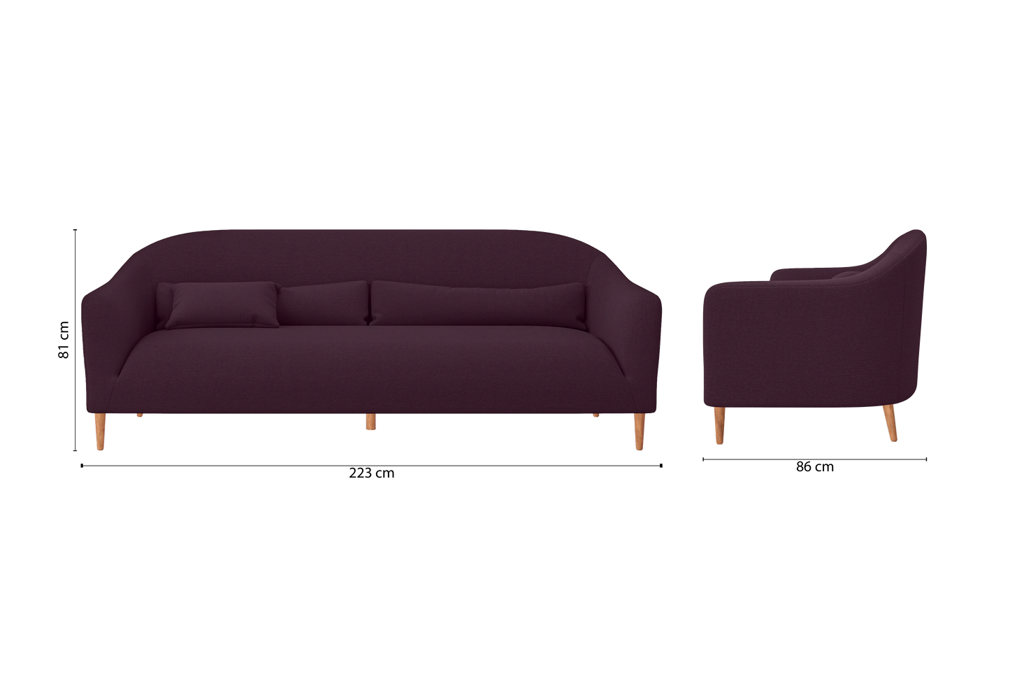 Andria 4 Seater Sofa Purple Linen Fabric