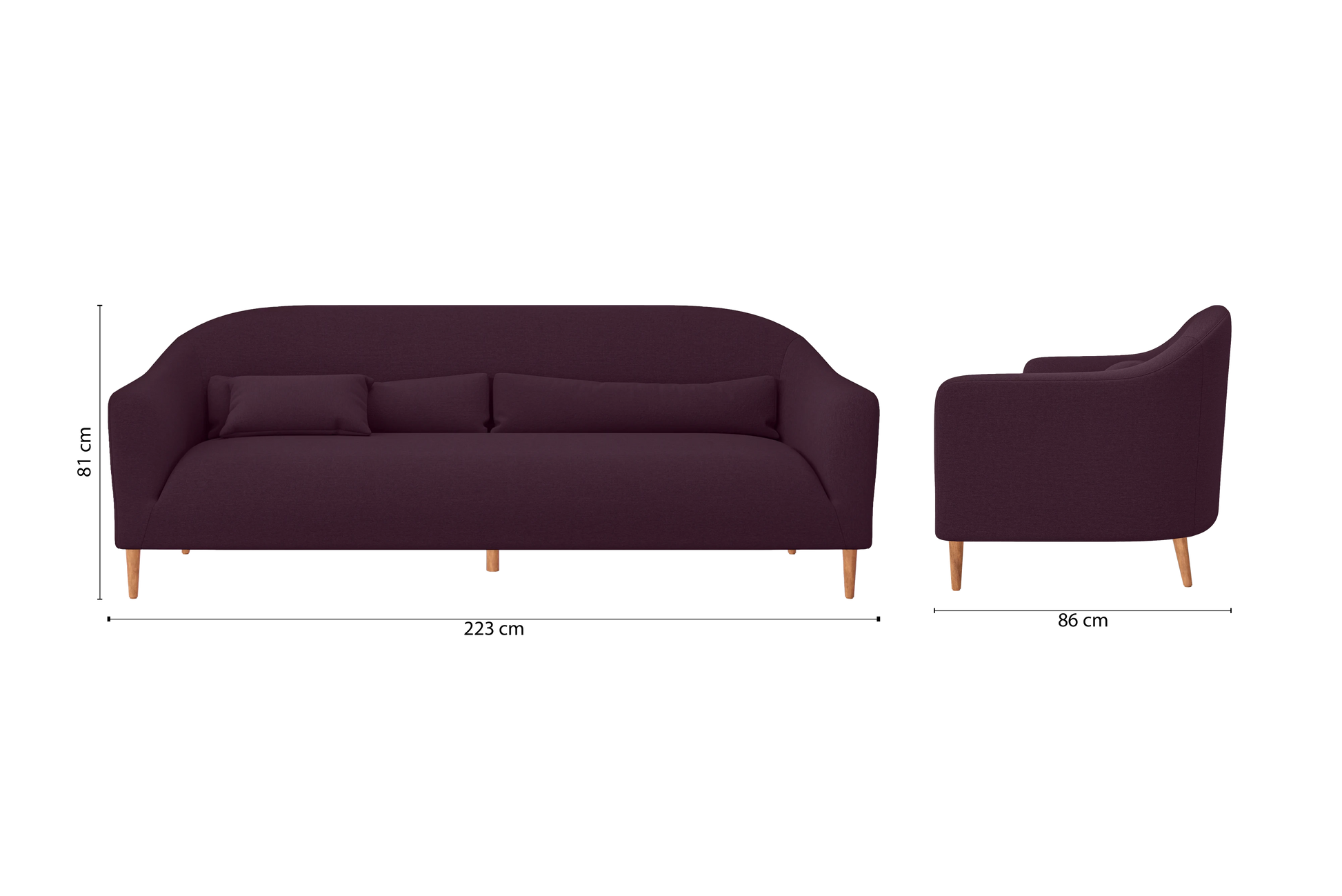 Andria 4 Seater Sofa Purple Linen Fabric