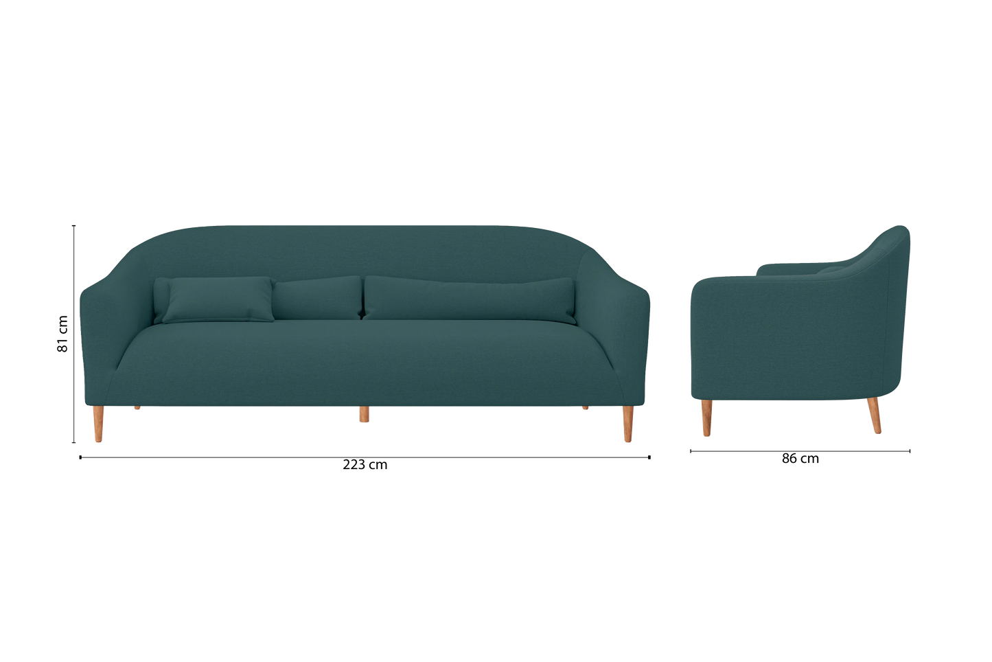 Andria 4 Seater Sofa Teal Linen Fabric