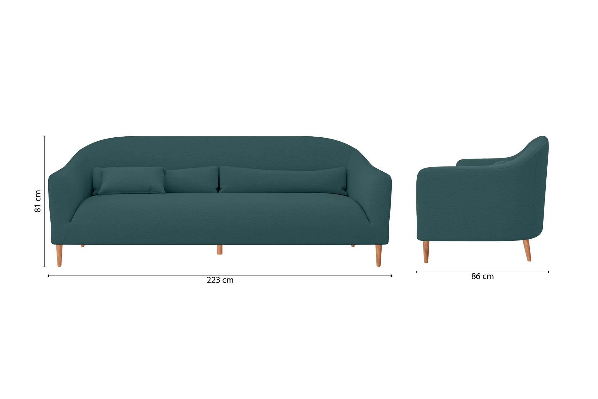 Andria 4 Seater Sofa Teal Linen Fabric