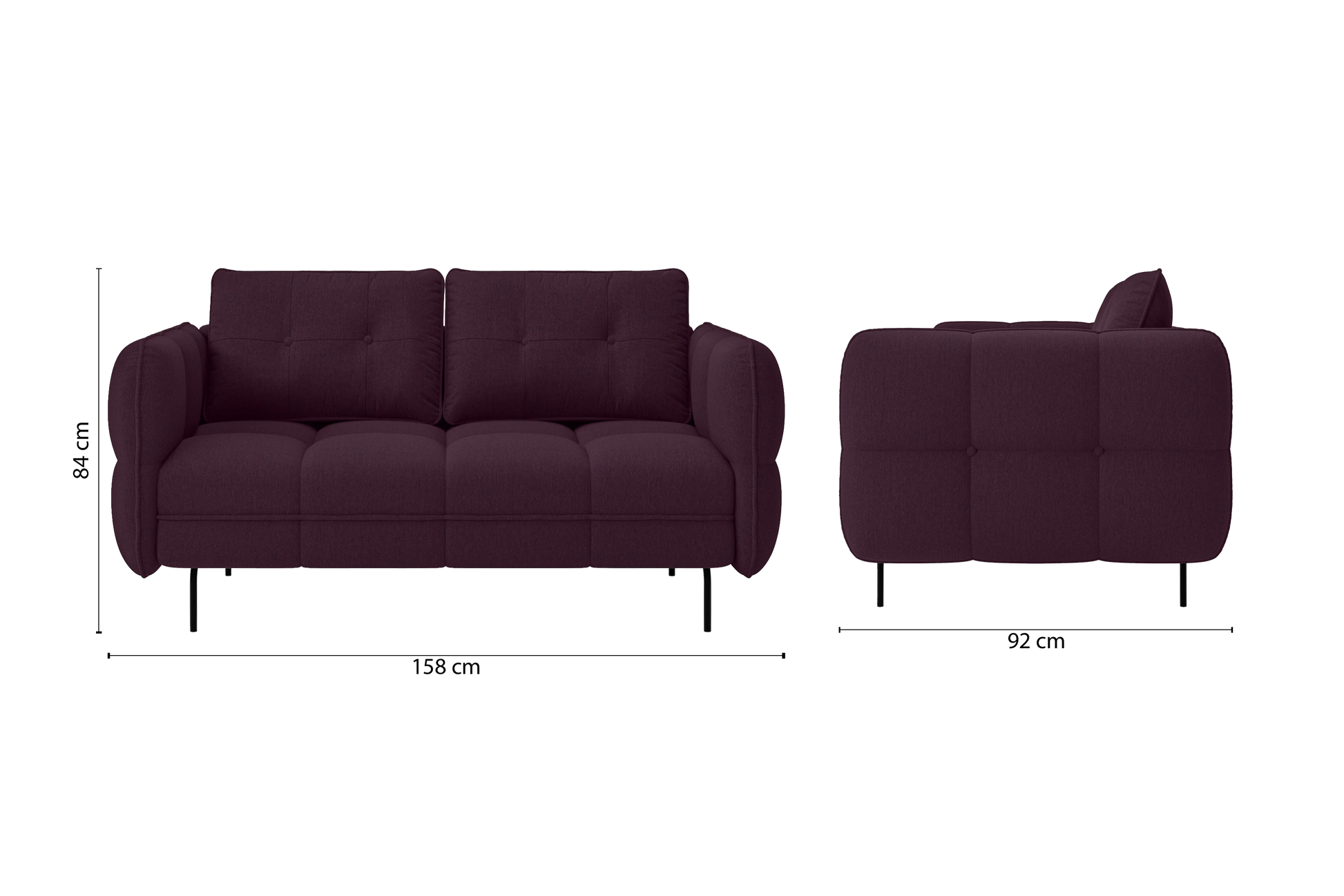 Anzio 2 Seater Sofa Purple Linen Fabric