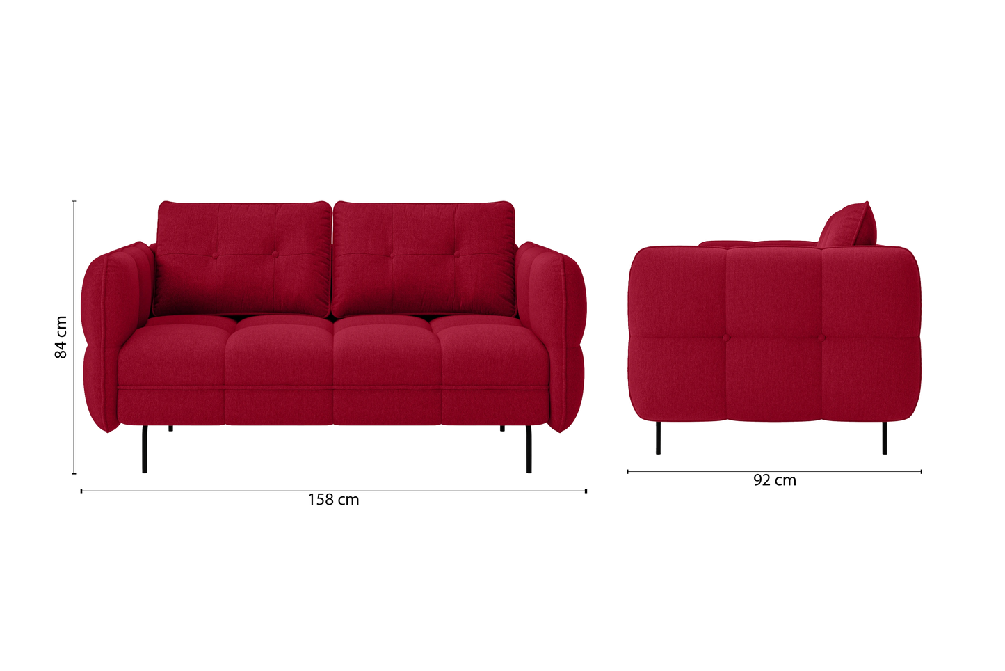 Anzio 2 Seater Sofa Red Linen Fabric