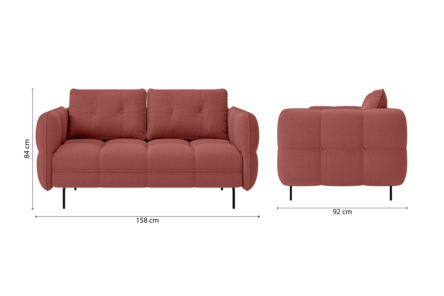 Anzio 2 Seater Sofa Rose Pink Linen Fabric