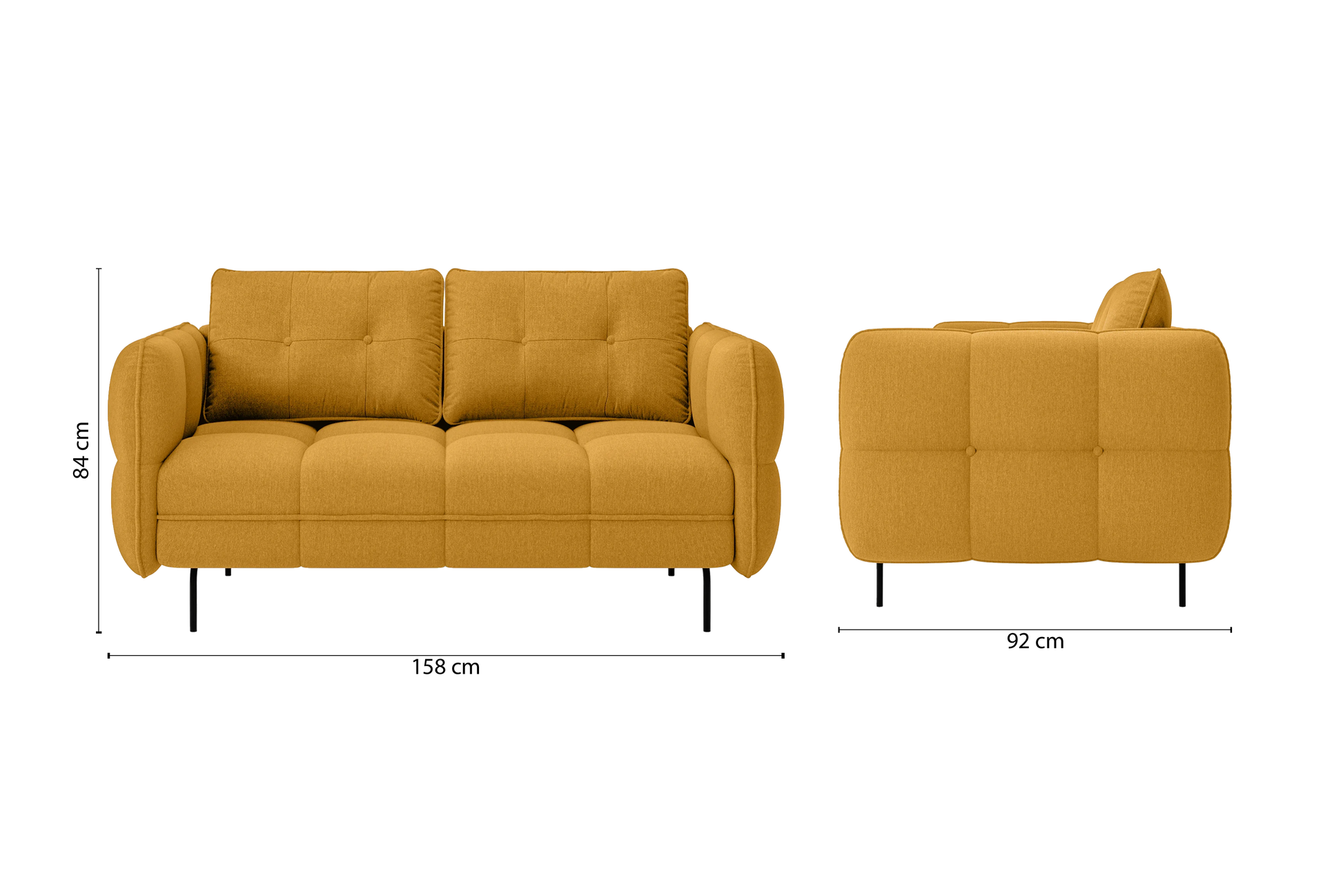 Anzio 2 Seater Sofa Yellow Linen Fabric