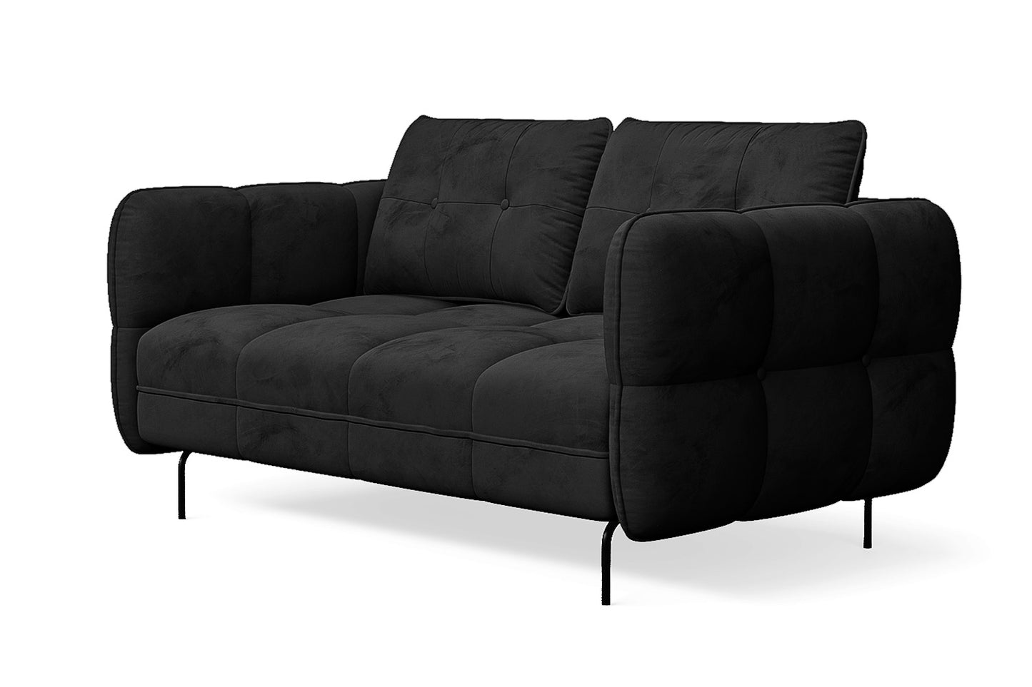 Anzio 2 Seater Sofa Black Velvet