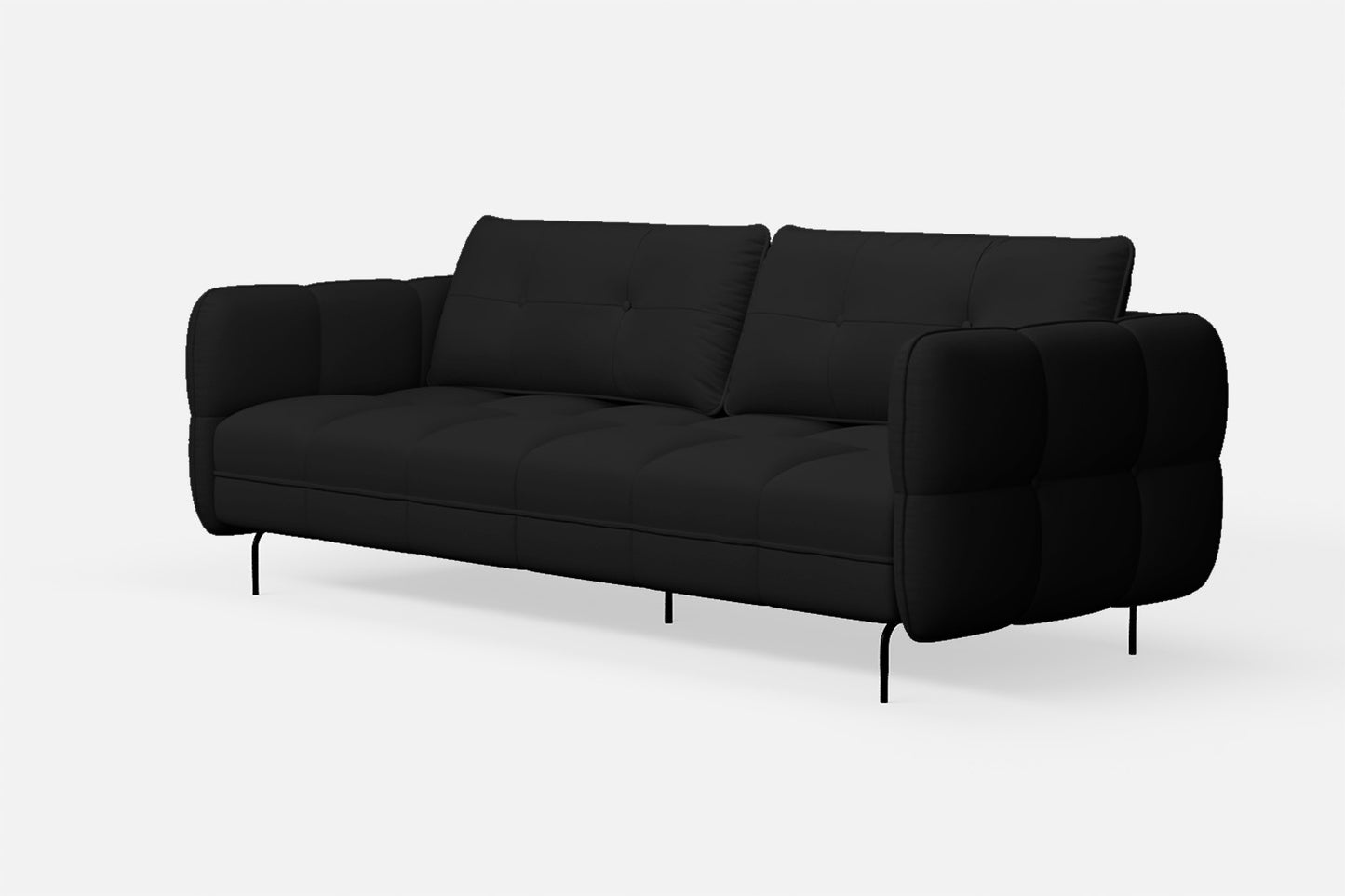 Anzio 3 Seater Sofa Black Leather