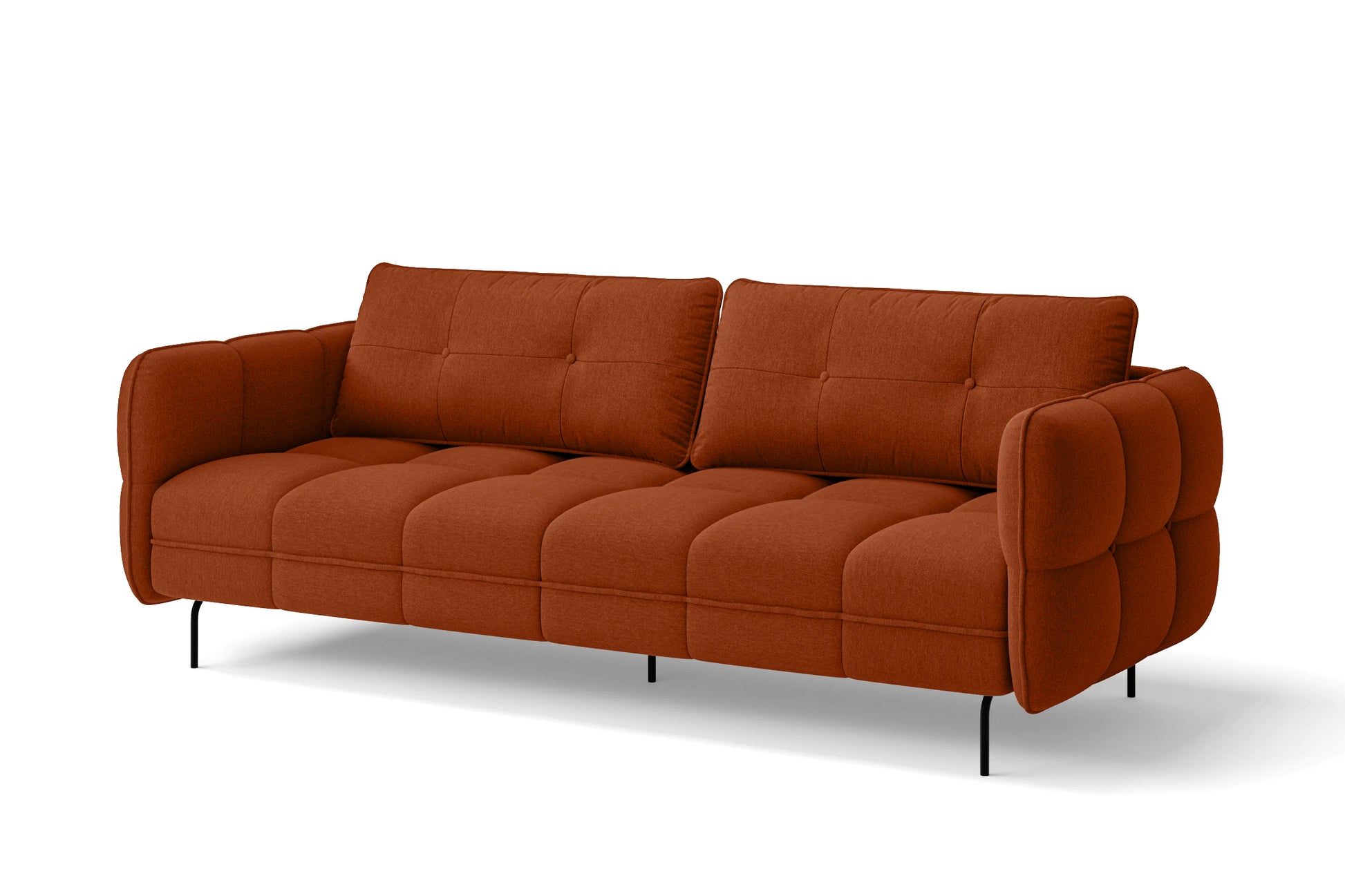 Anzio 3 Seater Sofa Orange Linen Fabric