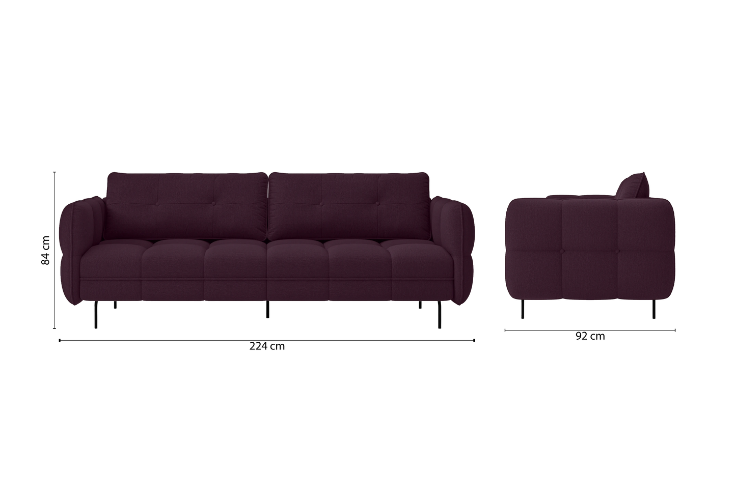 Anzio 3 Seater Sofa Purple Linen Fabric