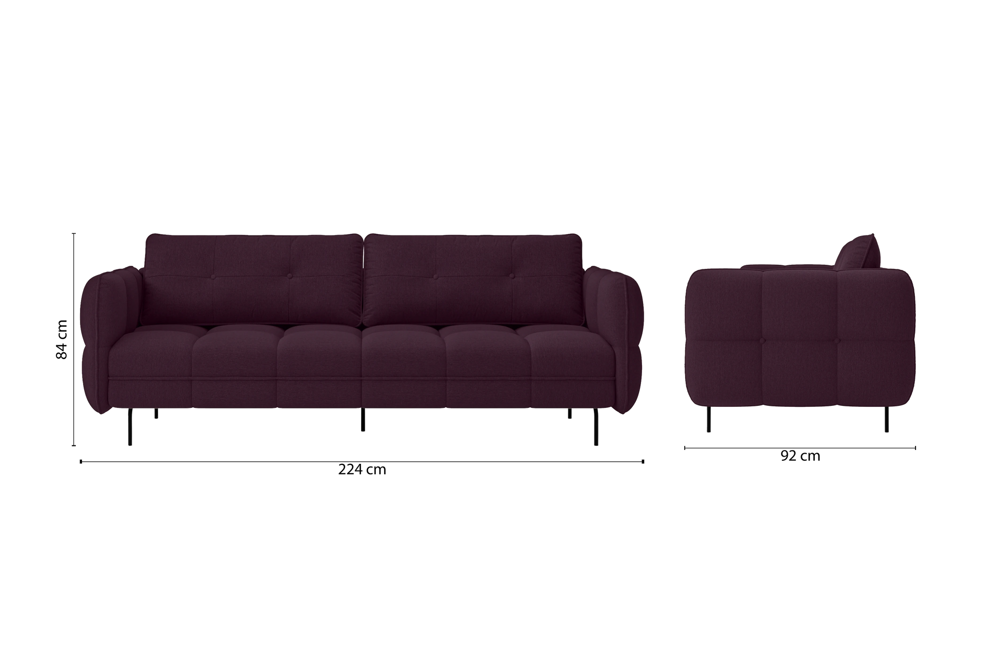 Anzio 3 Seater Sofa Purple Linen Fabric