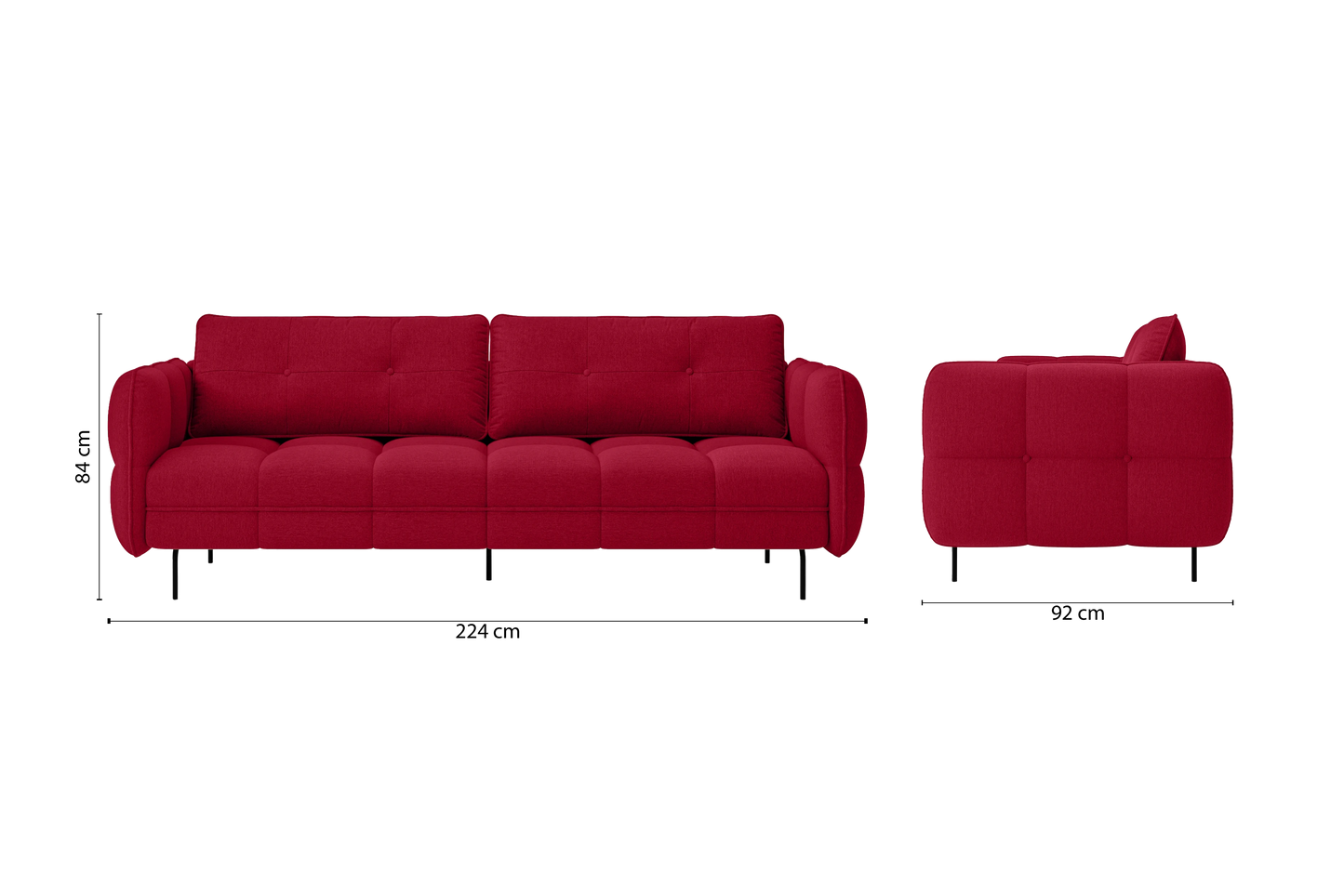 Anzio 3 Seater Sofa Red Linen Fabric