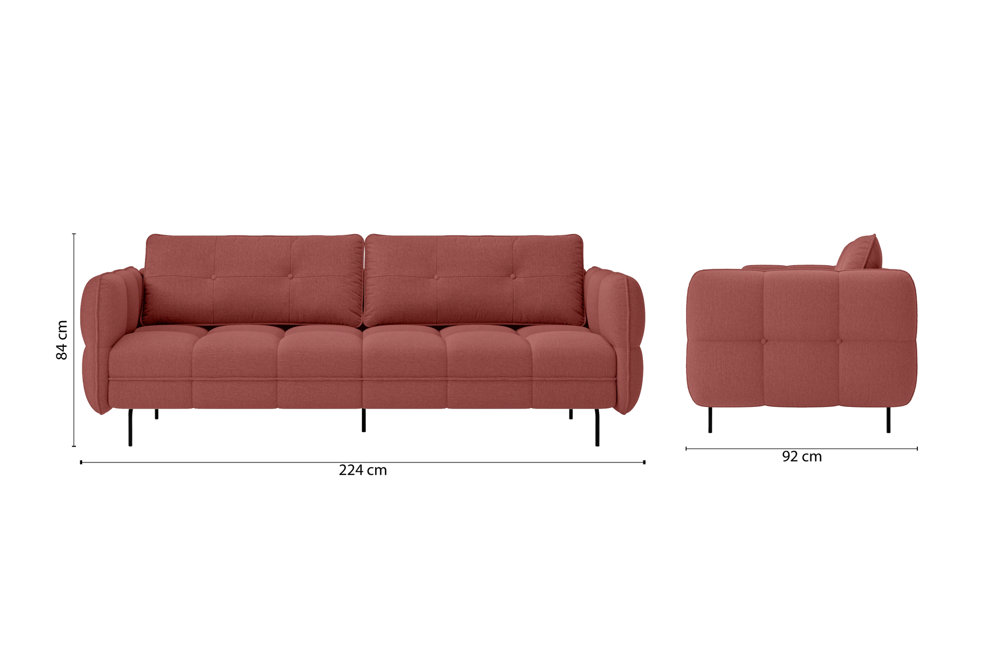 Anzio 3 Seater Sofa Rose Pink Linen Fabric