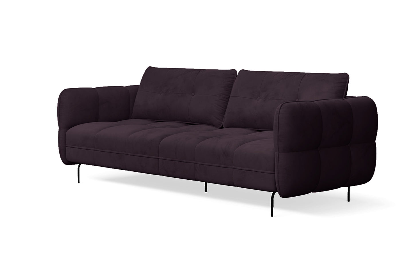 Anzio 3 Seater Sofa Purple Velvet