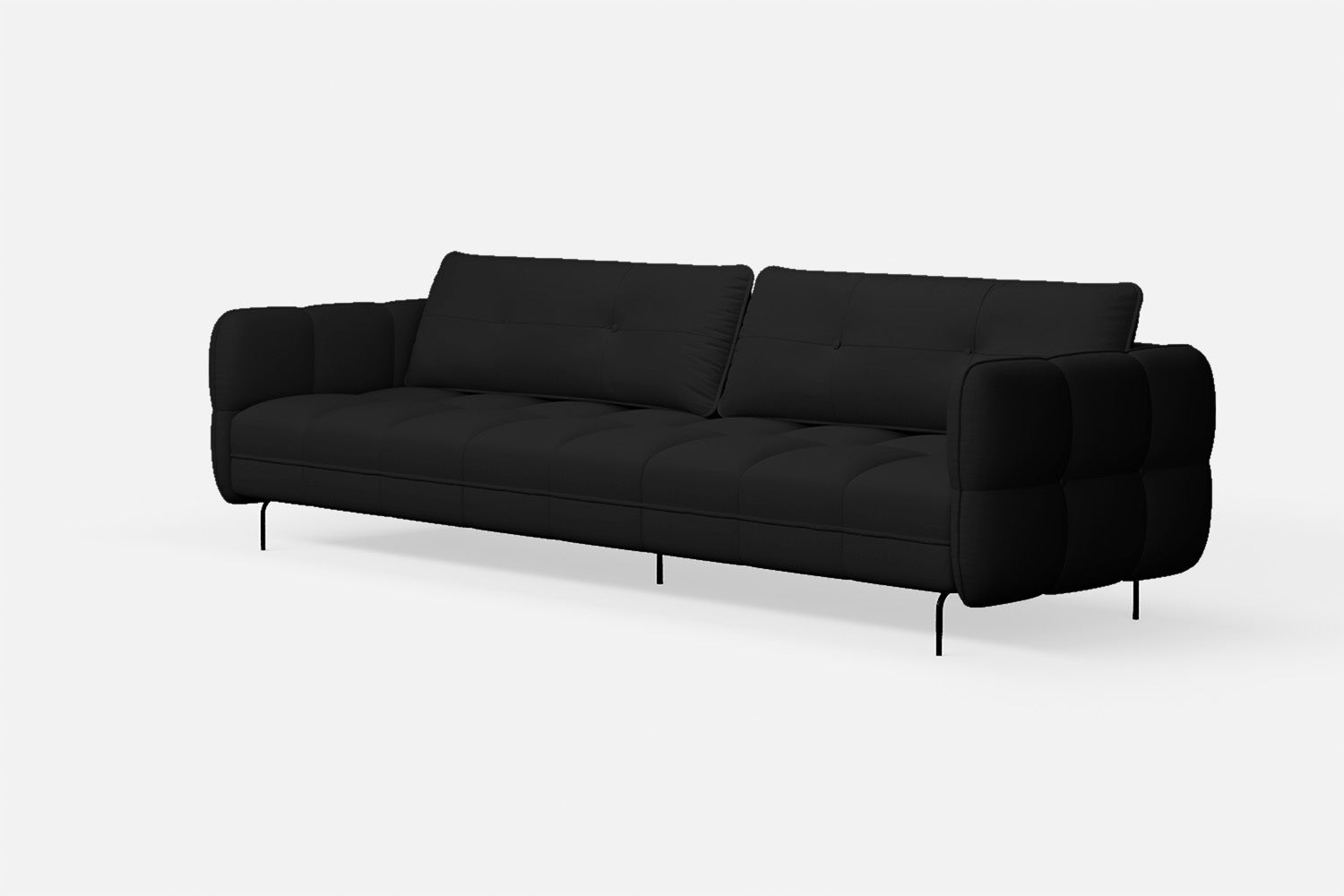 Anzio 4 Seater Sofa Black Leather