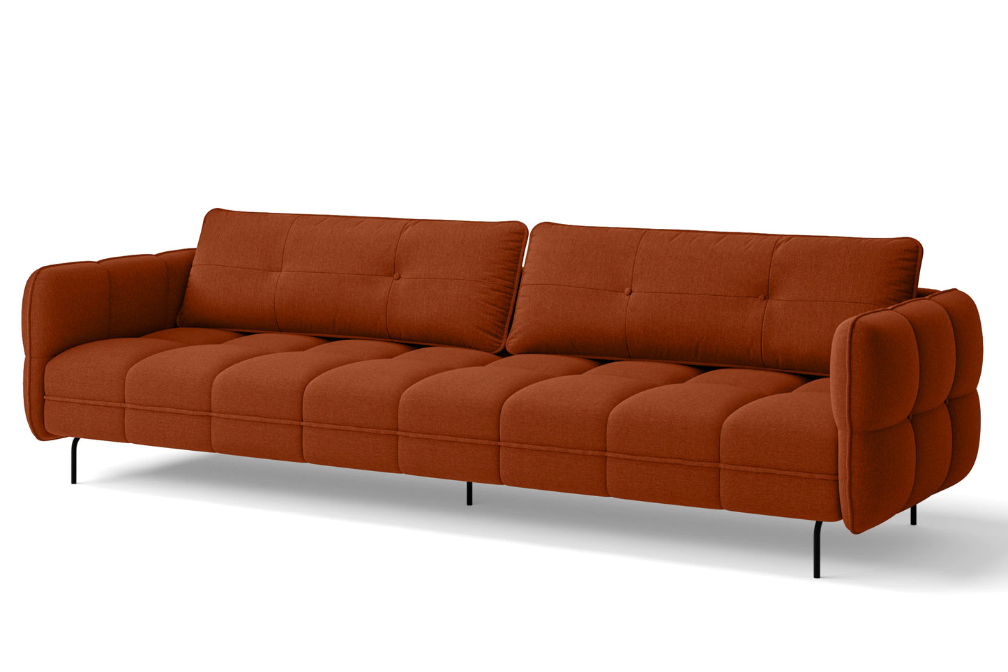 Anzio 4 Seater Sofa Orange Linen Fabric