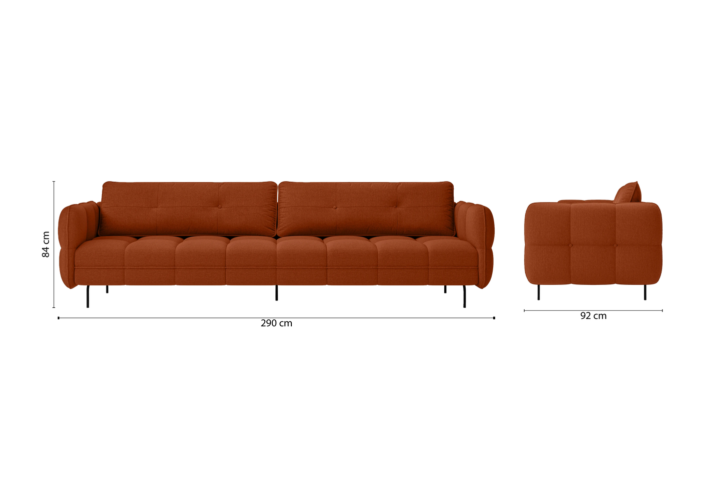 Anzio 4 Seater Sofa Orange Linen Fabric