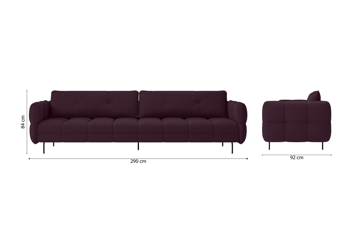 Anzio 4 Seater Sofa Purple Linen Fabric