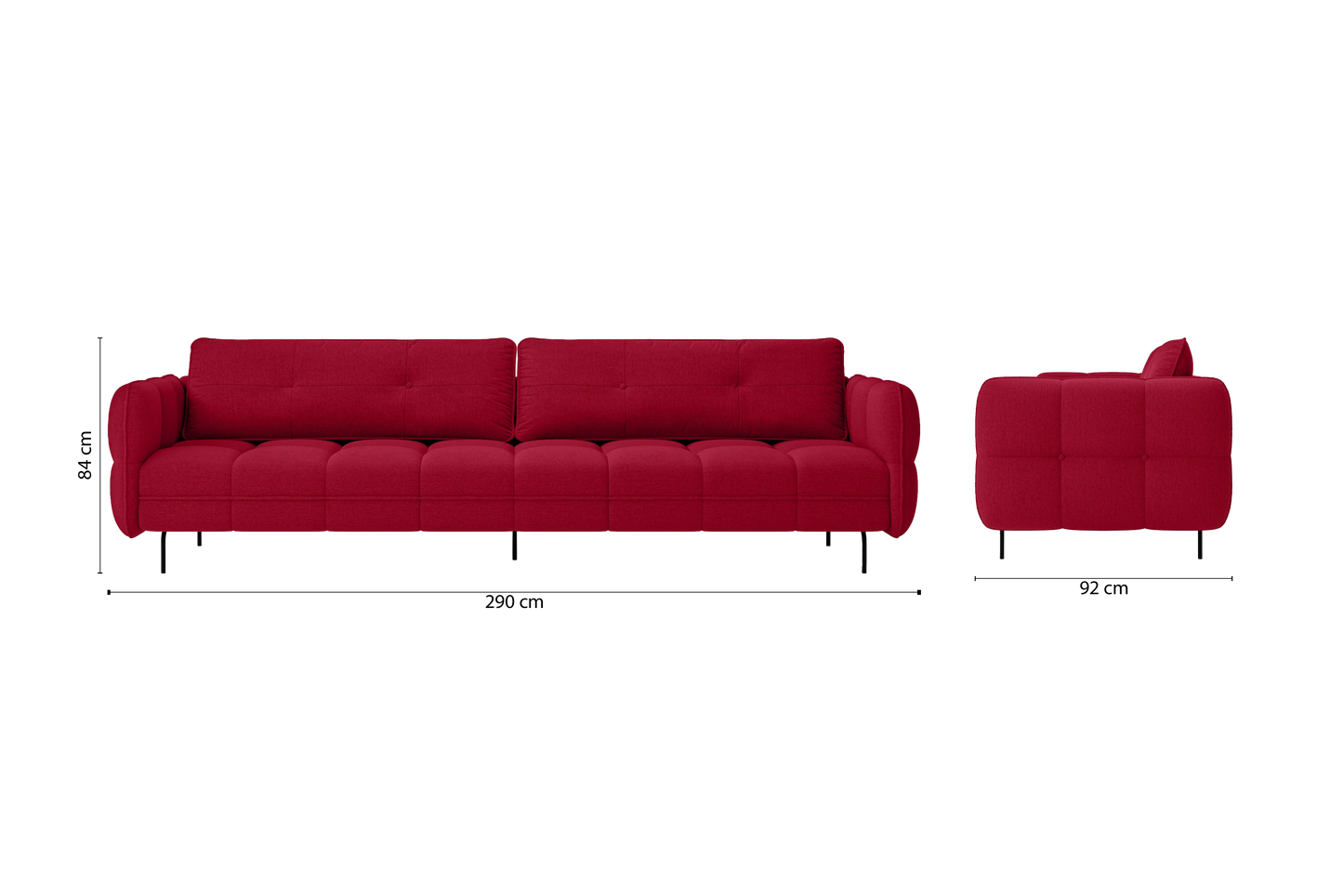 Anzio 4 Seater Sofa Red Linen Fabric