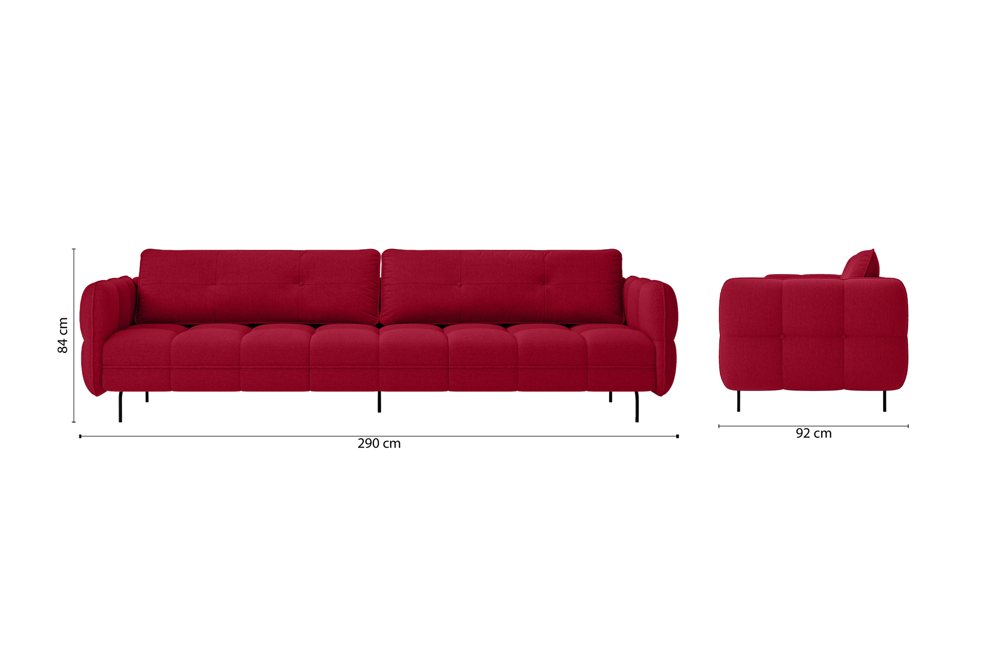 Anzio 4 Seater Sofa Red Linen Fabric