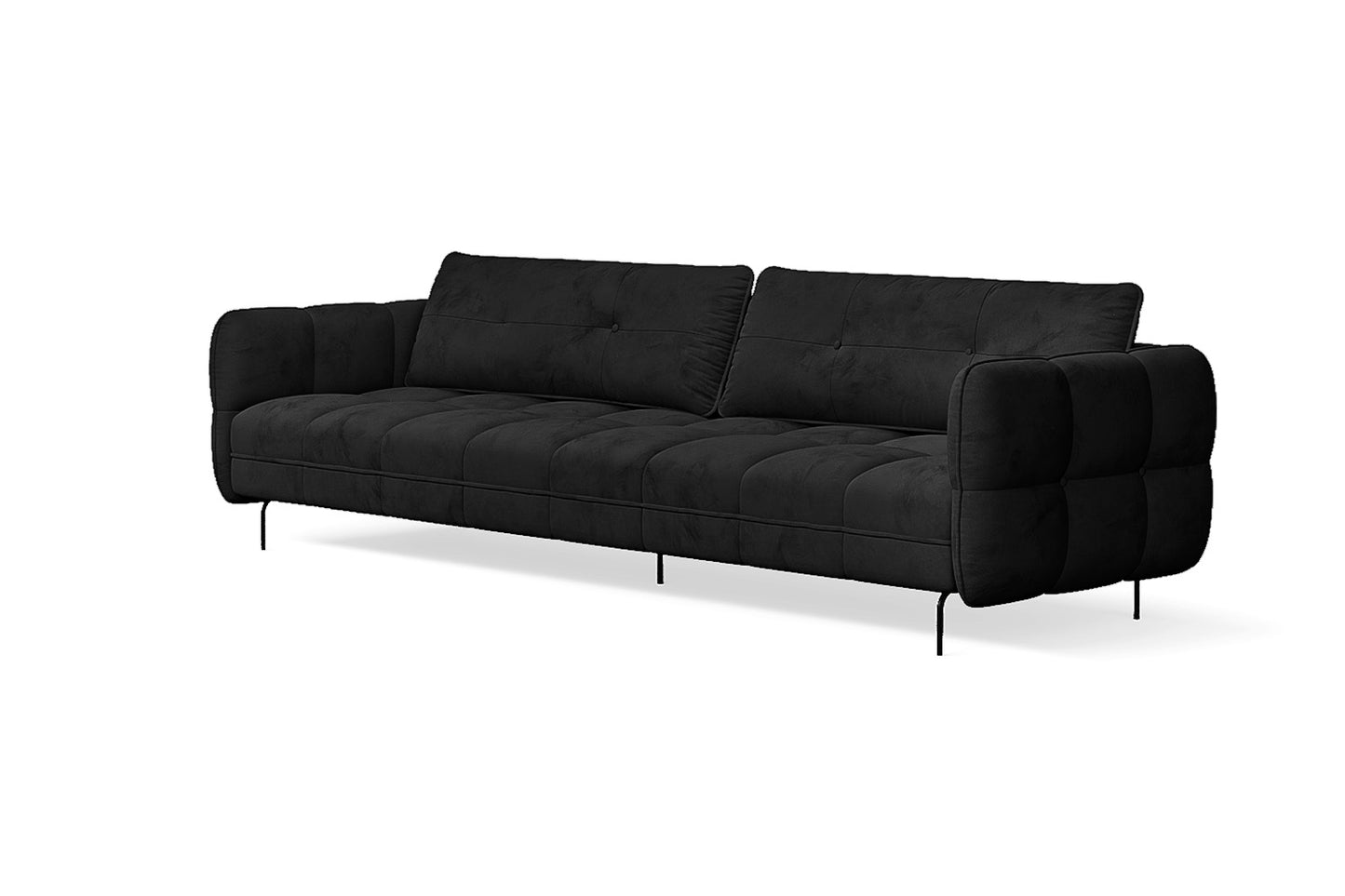 Anzio 4 Seater Sofa Black Velvet