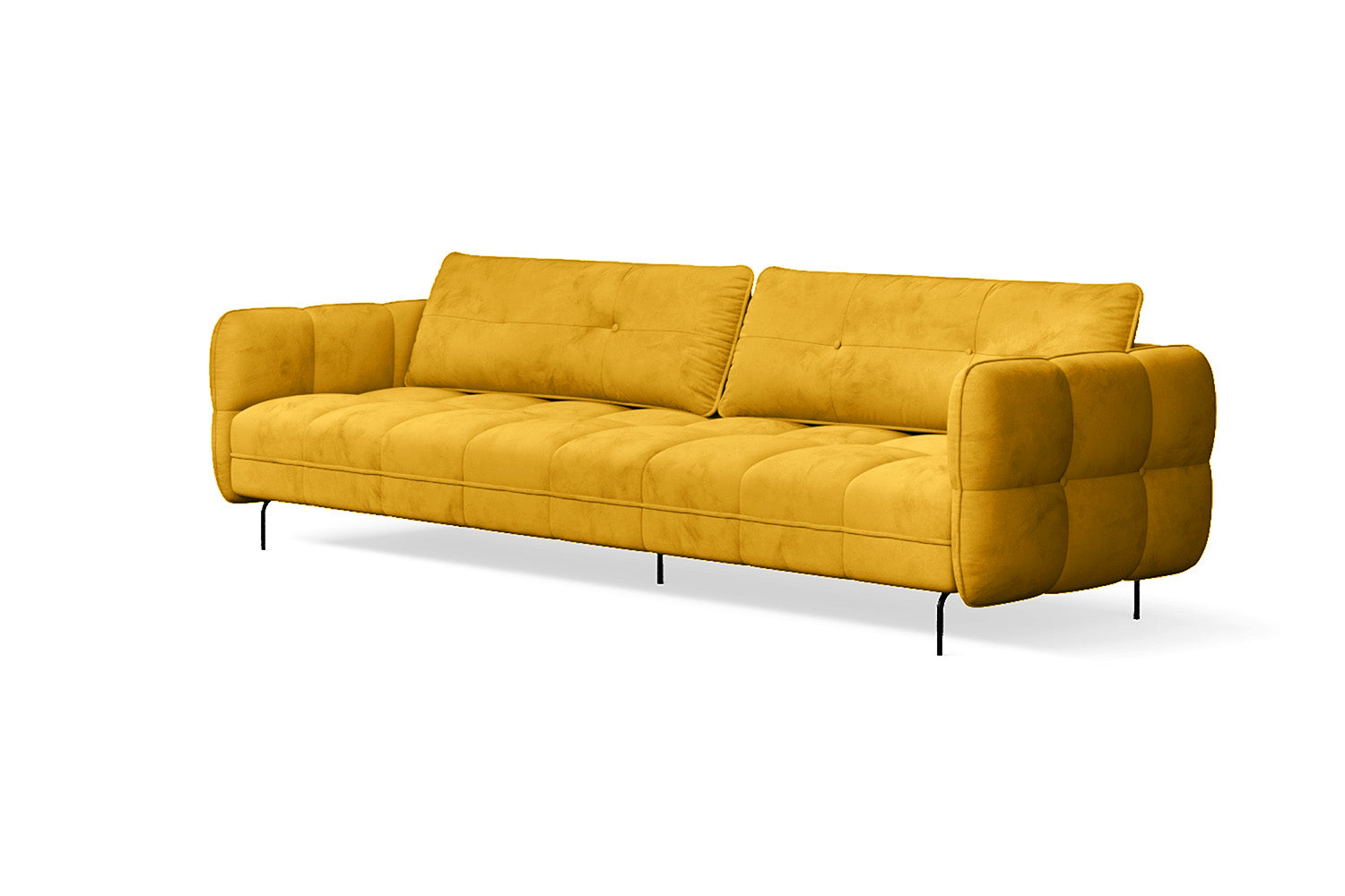 Anzio 4 Seater Sofa Yellow Velvet