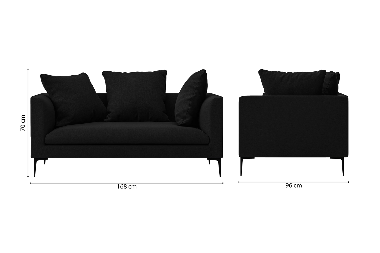 Aprilia 2 Seater Sofa Black Linen Fabric