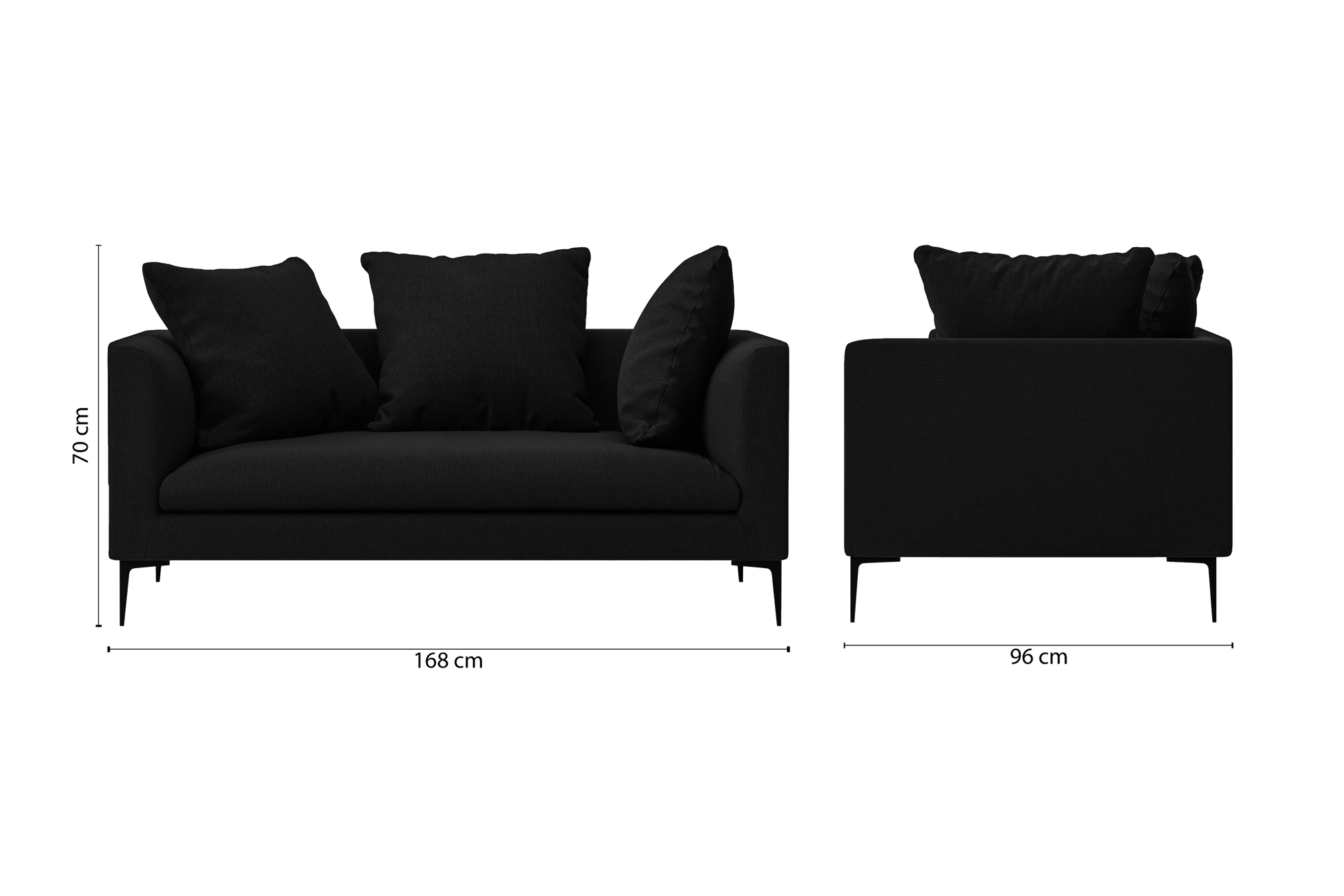 Aprilia 2 Seater Sofa Black Linen Fabric