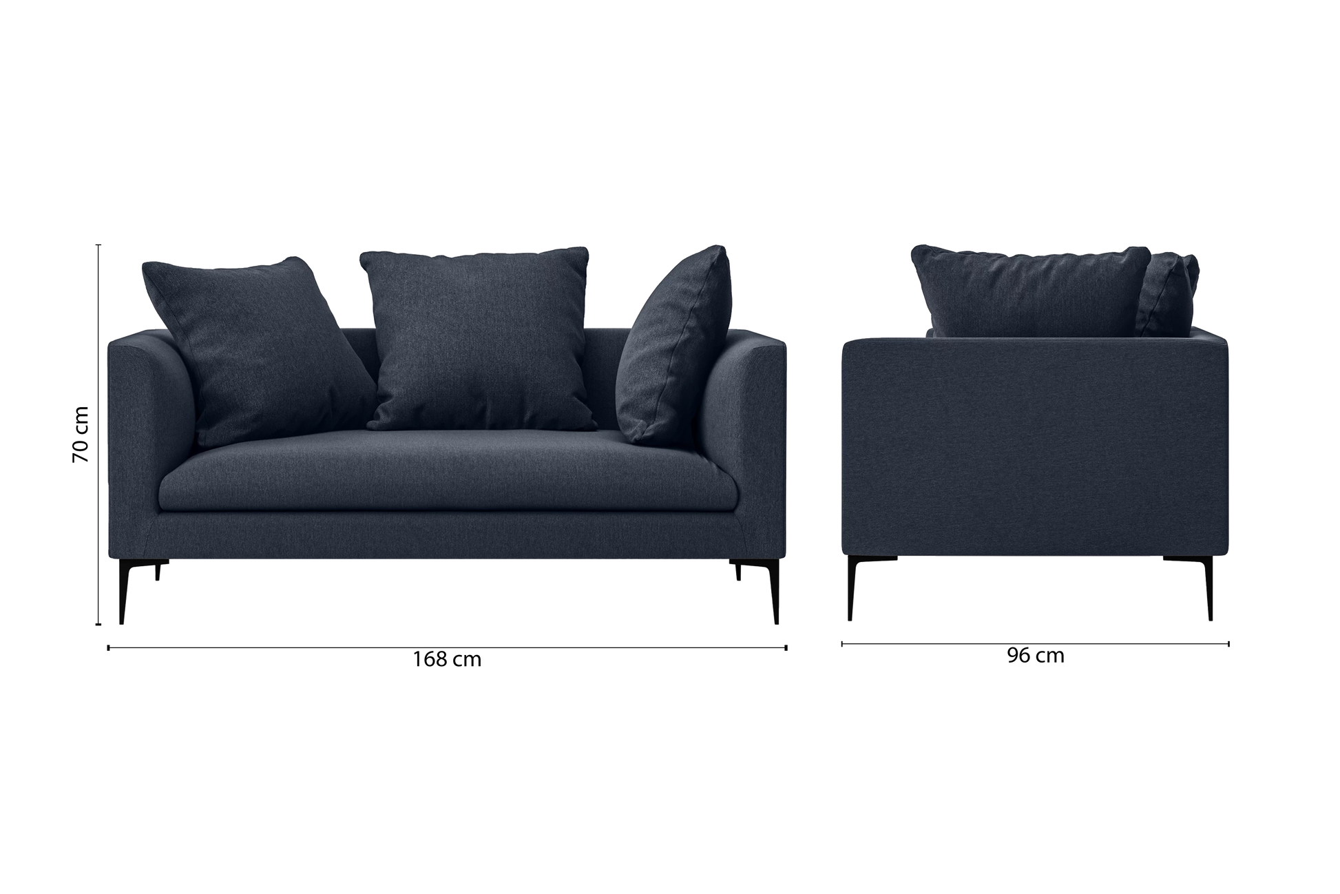 Aprilia 2 Seater Sofa Dark Blue Linen Fabric