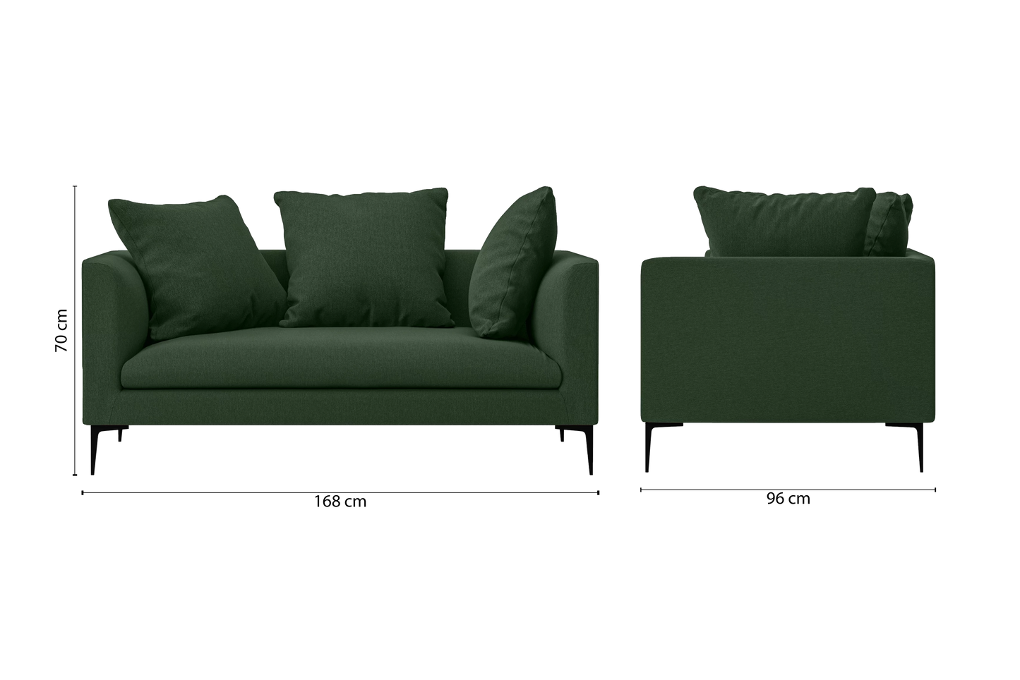 Aprilia 2 Seater Sofa Forest Green Linen Fabric